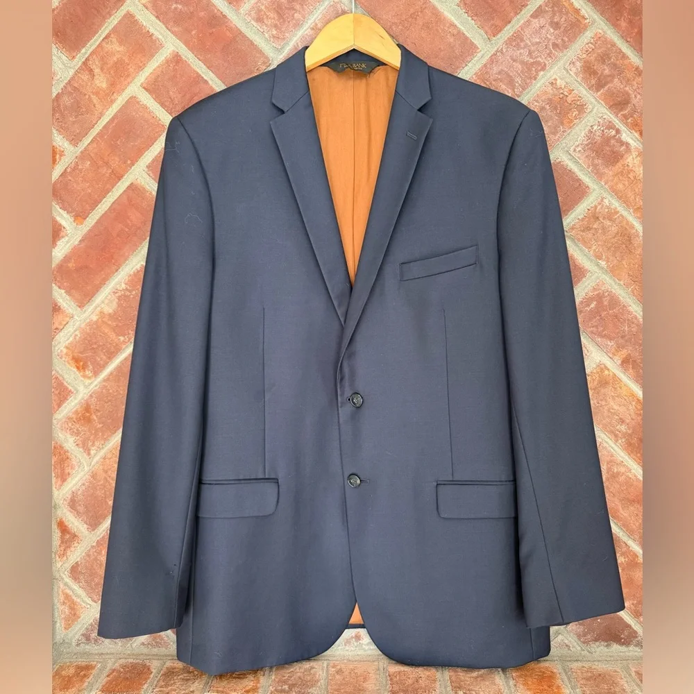 Jos A Bank Slim Fit Joseph Navy Blue 100% Wool Blazer Sport‎ Coat Jacket 44R